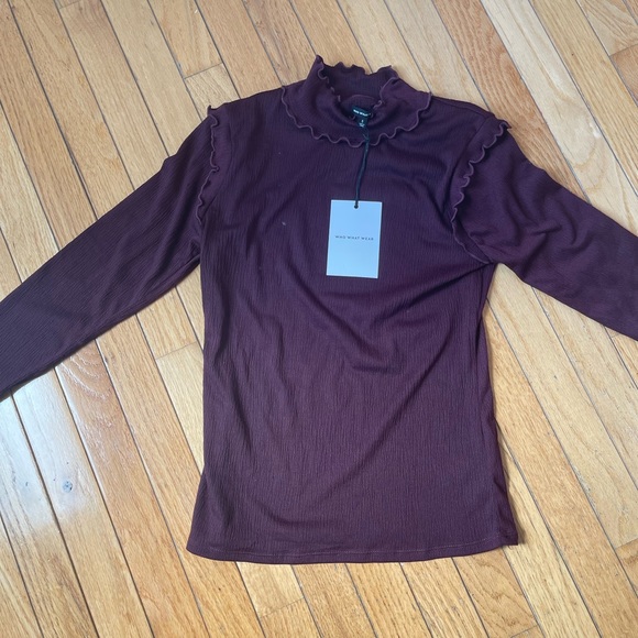 Casual Mauve Mock Neck Long Sleeve Top - Picture 1 of 3